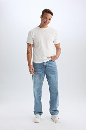 DeFacto Baggy Fit Geniş Kalıp Normal Bel Geniş Paça Jean Yıkamalı Pantolon B3926AX24AUNM39