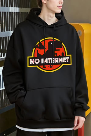 İnternet yok Dinozor Baskılar Kapüşonlular Erkekler Günlük Giyim Moda Y2K Hoody Sonbahar Pola