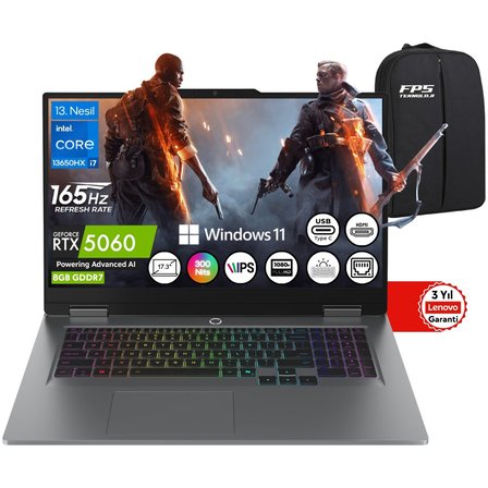 Loq 17IRX10 I7-13650HX RTX5060 64GB Ram 2tb SSD 17.3" Fhd IPS 165Hz W11 83JH006ETR Taşınabilir Bilgisayar