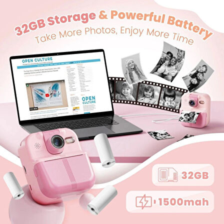 Phomemo P02 Çocuklar İçin Anında Bluetooth Anında Baskı Kamerası