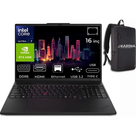 Lenovo Thinkpad Mws P16S V3 Ultra7 155H 21KS0000TX-03 48GB 512GB RTXA500 Windows 11 Pro 16" Wuxga Taşınabilir Iş Istasyonu