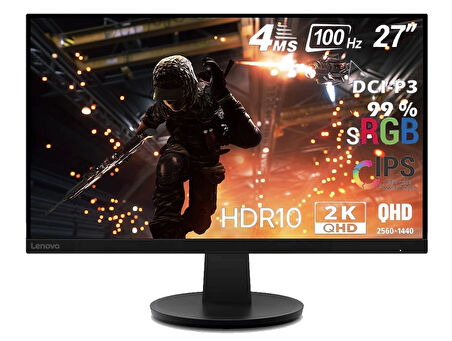 Lenovo N27q 27" 4Ms 100Hz (HDMI-Display) HDR10 2560x1440 IPS Panel WLED Monitör 67C2GAC1TK