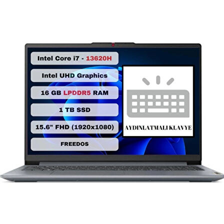 Lenovo IdeaPad Slim 3 15IRH8 83EM00DQTR Intel Core i7 13620H 16GB 1TB SSD Freedos 15.6" FHD Taşınabilir Bilgisayar