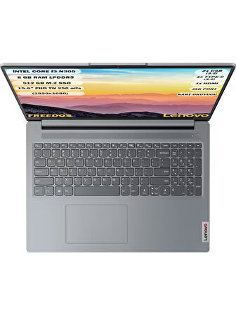 Lenovo Ideapad Slim 3 Intel Core i3 N305 8GB 512GB SSD Freedos 15.6" FHD 82XB00B4TX