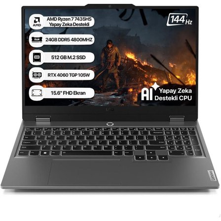 Lenovo LOQ 15ARP9 83JC00E7TR Ryzen 7 7435HS 24 GB 512 GB SSD RTX4060 15.6" Full HD Gaming Laptop - Outlet