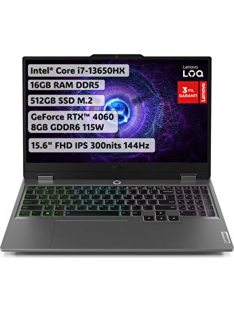 Lenovo LOQ 15IRX9  Intel Core i7-13650HX 16GB 512GB SSD GeForce RTX 4060 15.6" FHD Fdos 83DV00WVTR