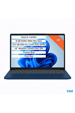 IdeaPad Slim 3 83K2001RTR i5-13420H 8G 512G SSD 16  FHD+ 1920x1200 FreeDos Cosmic Blue