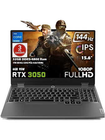 Lenovo LOQ 15IRX9 Intel Core i7-13650HX 32GB 1TB SSD 6GB RTX 3050 15.6" FHD IPS Freedos 83DV011BTR