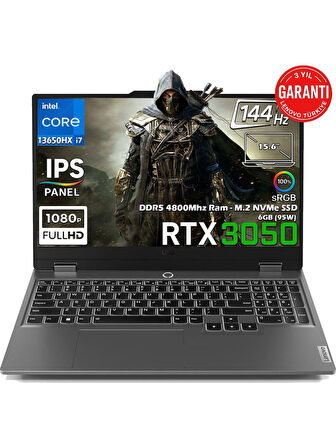 Lenovo LOQ 15IRX9 Intel Core i7 13650HX 12GB 1TB SSD RTX 3050 6GB (95W) 15.6'' 144Hz FHD IPS Panel Freedos Taşınabilir Bilgisayar