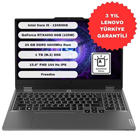 Lenovo LOQ 15IAX9 Intel Core i5 12450HX 24GB 1TB SSD RTX4050 Freedos 15.6'' FHD 83GS00QETR
