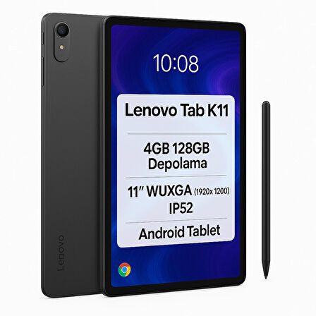 Lenovo Tab K11 TB330FU 4gb 128GB Depolama 11" Wuxga (1920X1200) IPS IP52 Android Tablet - ZADC0100TR + Lenovo Precision Pen 2 (Kalem)