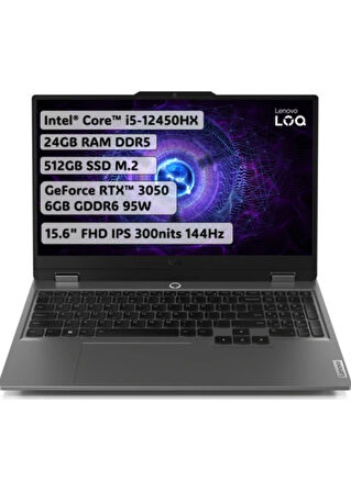 Lenovo LOQ 15IAX9 83GS00R7TR-02 Intel Core i5-12450HX 16GB 512GB SSD RTX3050 15.6" IPS FreeDos
