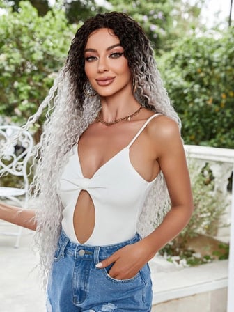 Afro Daa Fiber Sen Tül Peruk / Siyah / Gri Ombreli