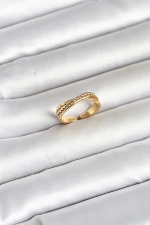 316L Çelik Gold Renk Zirkon Taşlı Kadın Yüzük