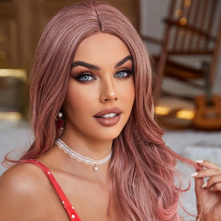 Pembe Siyah Kırçıllı Tül Peruk
