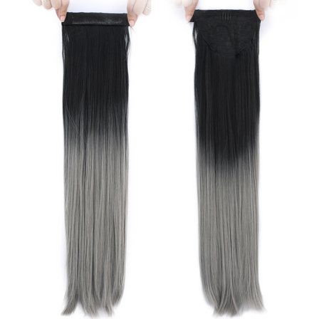 Fiber Sen Sihirli At Kuyruğu / Siyah / Gri Ombreli