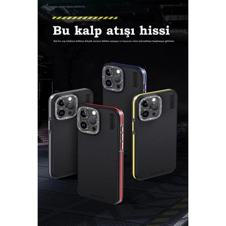 Joko  İphone 15 Pro Kılıf Aramid 600d Kevlar Karbon Fiber Magsafe Kapak - Sarı