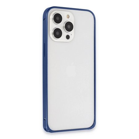 Joko  İphone 15 Pro Metal Bumper Mat Kapak - Lacivert