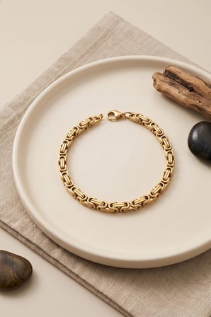 316L Çelik Gold Renk Kral Zincir Model Erkek Bileklik