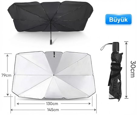 Araba Güneş Göe Koruyucu Şemsiye Oto Ön Cam Güneşlik(145cm*79cm)