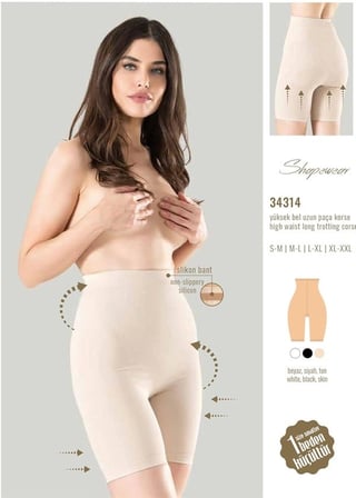 Arias Closet 1 Beden Küçülten Silikon Bantlı Yüksek Bel Uzun Paça Korse