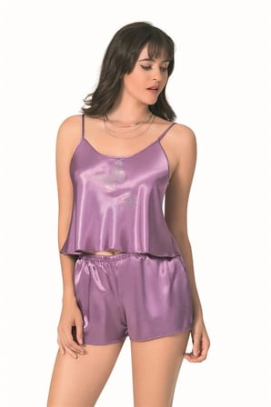 kapsulavm Mercan Saten Babydoll Şort Takımı