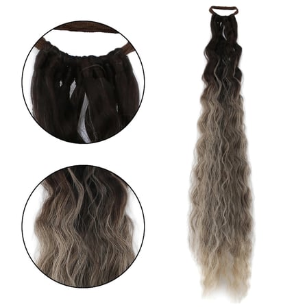 Lastik Tokalı At Kuyruğu Kabarık Afro Daalı / Küllü Kumral / Beyaz Platin Ombre