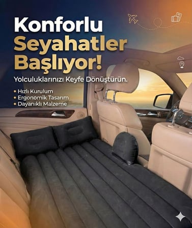 Araç İçi Şişme Yatak Araba Ve Kamp Yatağı Çanta Elektrikli Pompa Tamir Kiti Ve Yastıklı Yatak Seti
