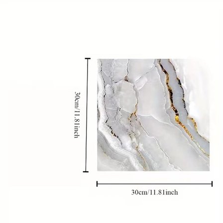 VİNİL BEYAZ MERMER DESENLİ ALÜMİNYUM PLASTİK DUVAR STİCKER (30X30)
