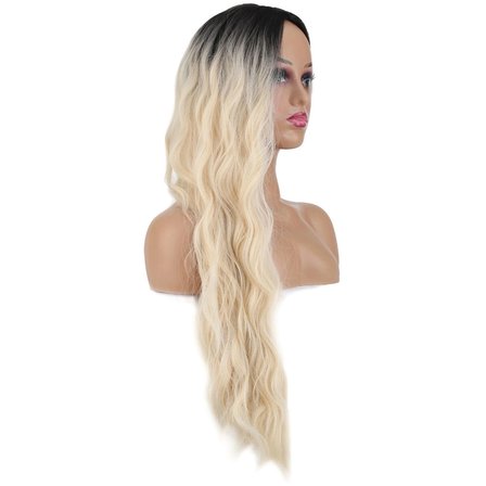 Colezium Uzun Su Dalgası Fiber Peruk Kahve Platin Ombre 70-75 cm