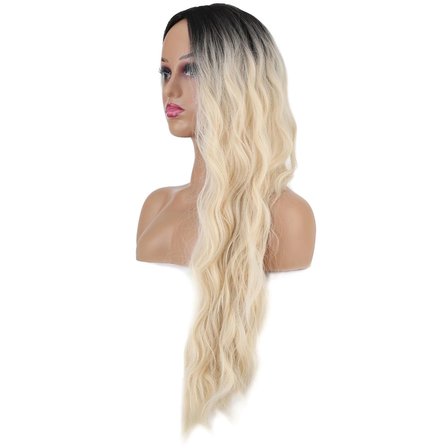 Colezium Uzun Su Dalgası Fiber Peruk Kahve Platin Ombre 70-75 cm