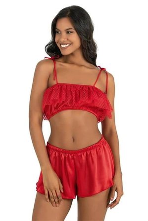 Arias Closet Zümrüt Saten Şort Takımı 9206