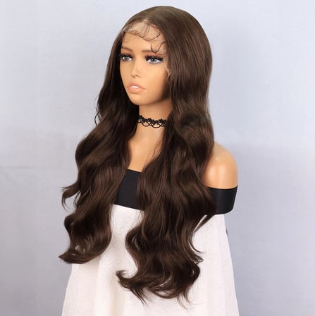 Koyu Kumral Fiber Sen Front Lace Tül Peruk