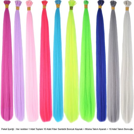 10 Adet Karışık Renkli Fiber Sen Kaynaklık  60cm + Misina Takım Aparatı ve Boncuğu