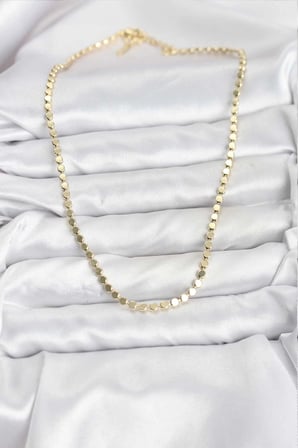 316L Çelik Zincir Gold Renk Ezme Zincir Model  45 cm Kadın Kolye