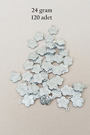 Oya Abiye Bileklik Kolye Pleksi Metalik Plastik Pul Gümüş Renk 24 gram 120 adet - BNC584