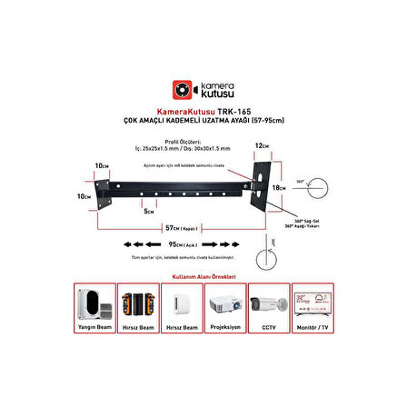 KAMERA KUTUSU TRK 165 KADEMELİ UZATMA AYAĞI 57-95CM)