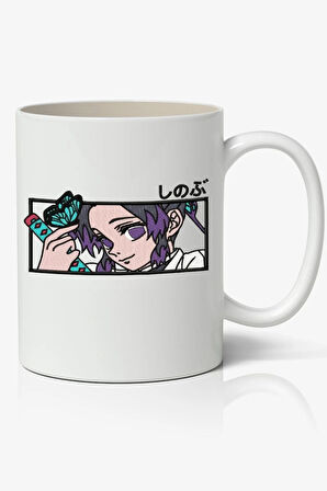 Shinobu Kocho Demon Slayer Temalı Beyaz Kupa Bardak Arkadaşa Sevgiliye Hediye