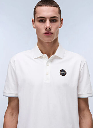 Napapijri NP0A4IDA2061-E-BADGE SUM Beyaz Relaxed Erkek T-Shirt