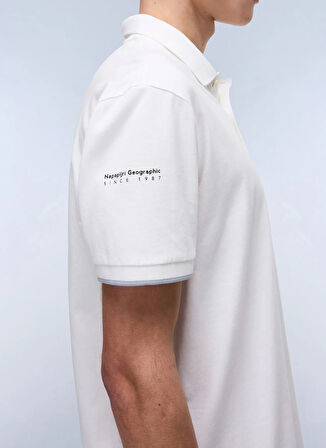 Napapijri NP0A4IDA2061-E-BADGE SUM Beyaz Relaxed Erkek T-Shirt