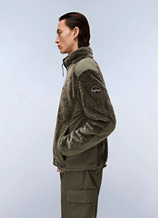 Napapijri NP0A88SYG0A1-T-DELBIOS Yeşil Fermuarlı Yaka Standart Düz Erkek Sweatshırt