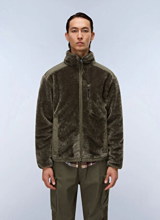 Napapijri NP0A88SYG0A1-T-DELBIOS Yeşil Fermuarlı Yaka Standart Düz Erkek Sweatshırt