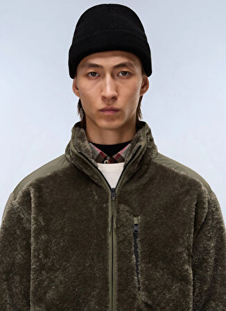 Napapijri NP0A88SYG0A1-T-DELBIOS Yeşil Fermuarlı Yaka Standart Düz Erkek Sweatshırt