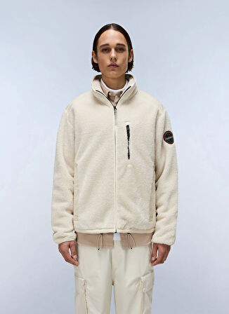 Napapijri NP0A88SYN1J1-T-DELBIOS Bej Fermuarlı Yaka Standart Düz Erkek Sweatshırt