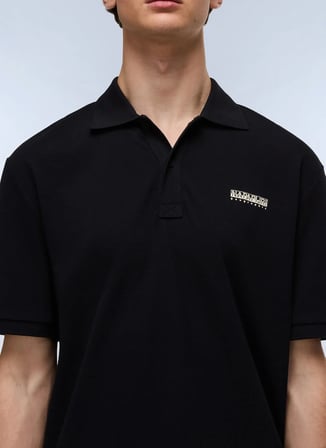 Napapijri E-SMALL BOX SS-NP0A88TQ9411 Siyah Erkek Polo T-Shirt