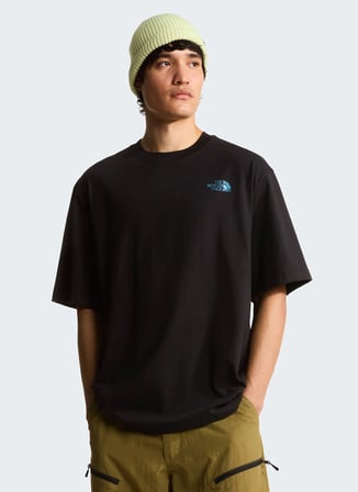 The North Face NF0A8G9WJK31-LIQUID BOX NSE OVERSIZ Siyah Yuvarlak Yaka Regular Fit Düz Erkek T-Shirt