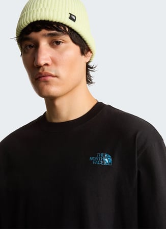 The North Face NF0A8G9WJK31-LIQUID BOX NSE OVERSIZ Siyah Yuvarlak Yaka Regular Fit Düz Erkek T-Shirt