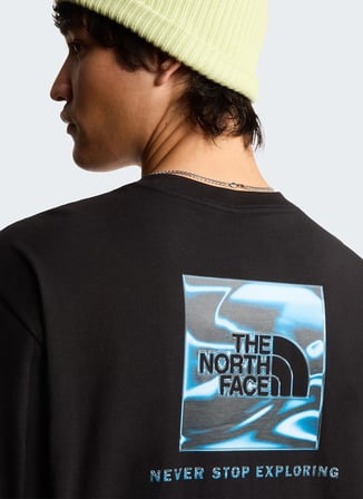 The North Face NF0A8G9WJK31-LIQUID BOX NSE OVERSIZ Siyah Yuvarlak Yaka Regular Fit Düz Erkek T-Shirt
