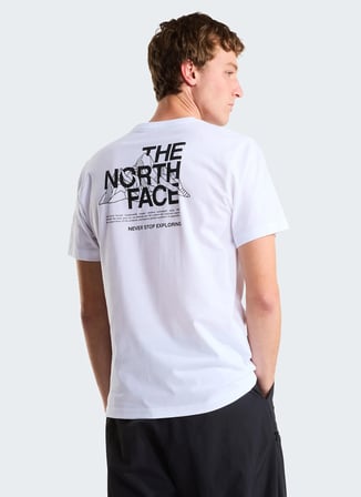 The North Face NF0A8GUZFN41-M MOUNTAIN SKETCH SLEE Beyaz Yuvarlak Yaka Regular Fit Baskılı Erkek T-Shirt