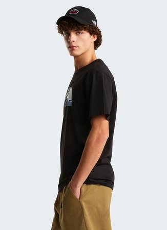 The North Face NF0A8GUXJK31-MOUNTAIN LINE SLEE TEE Siyah Yuvarlak Yaka Regular Fit Baskılı Erkek T-Shirt